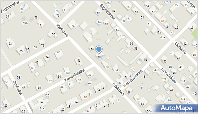 Warszawa, Kadrowa, 68, mapa Warszawy