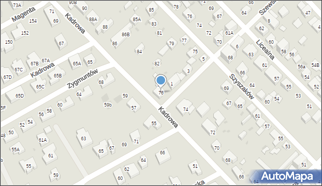 Warszawa, Kadrowa, 76, mapa Warszawy