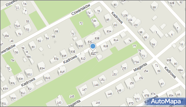 Warszawa, Kadrowa, 81C, mapa Warszawy