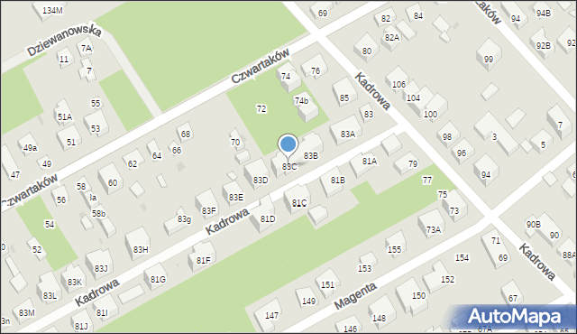 Warszawa, Kadrowa, 83C, mapa Warszawy