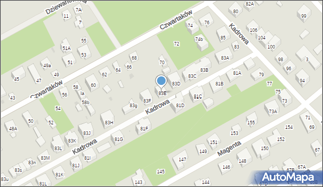 Warszawa, Kadrowa, 83E, mapa Warszawy