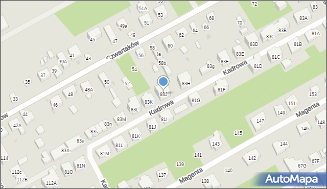 Warszawa, Kadrowa, 83J, mapa Warszawy