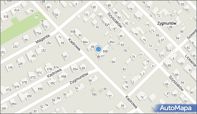 Warszawa, Kadrowa, 86, mapa Warszawy