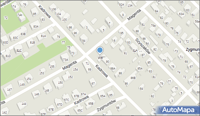 Warszawa, Kadrowa, 90B, mapa Warszawy