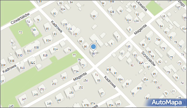 Warszawa, Kadrowa, 94, mapa Warszawy