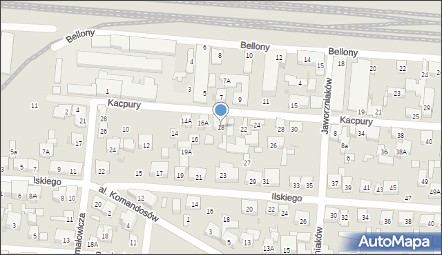 Warszawa, Kacpury Antoniego, 18, mapa Warszawy