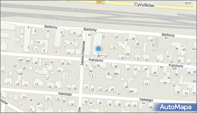 Warszawa, Kacpury Antoniego, 19, mapa Warszawy