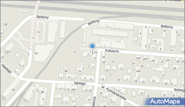 Warszawa, Kacpury Antoniego, 4, mapa Warszawy