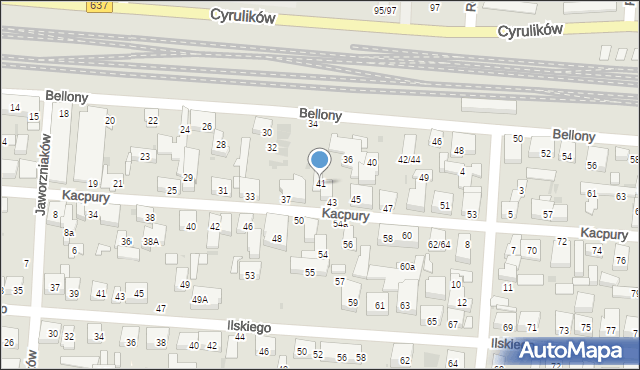 Warszawa, Kacpury Antoniego, 41, mapa Warszawy