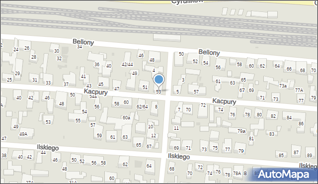 Warszawa, Kacpury Antoniego, 53, mapa Warszawy