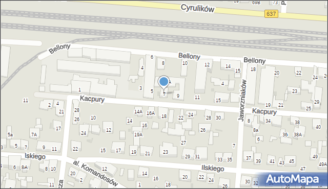 Warszawa, Kacpury Antoniego, 7, mapa Warszawy