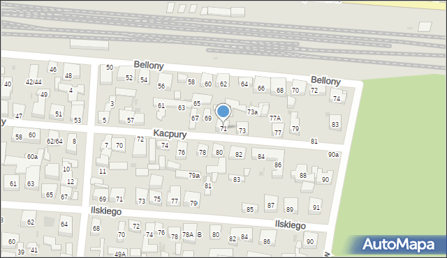 Warszawa, Kacpury Antoniego, 71, mapa Warszawy