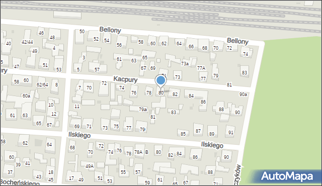 Warszawa, Kacpury Antoniego, 80, mapa Warszawy