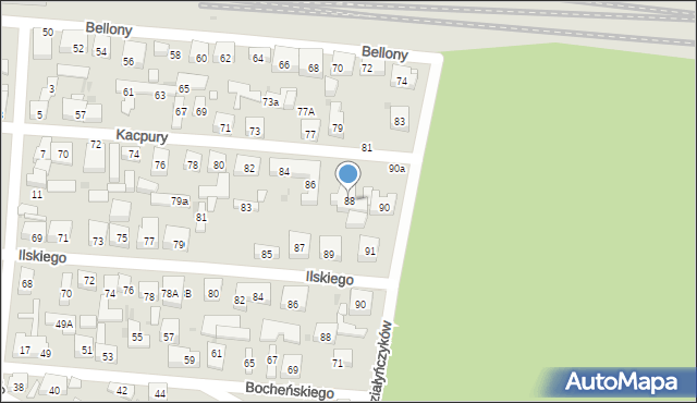 Warszawa, Kacpury Antoniego, 88, mapa Warszawy