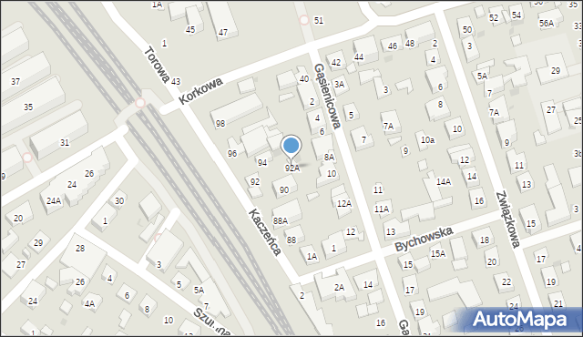 Warszawa, Kaczeńca, 92A, mapa Warszawy