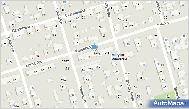 Warszawa, Karpacka, 12D, mapa Warszawy