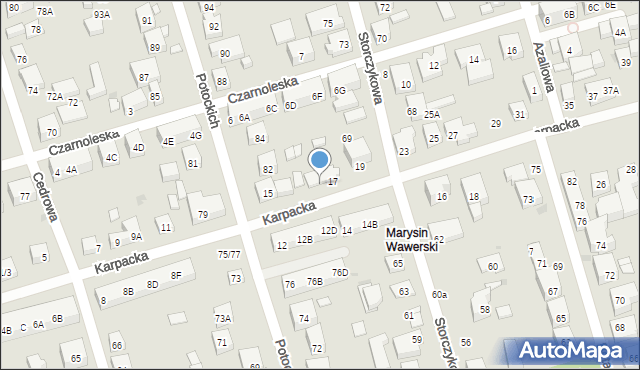 Warszawa, Karpacka, 17A, mapa Warszawy