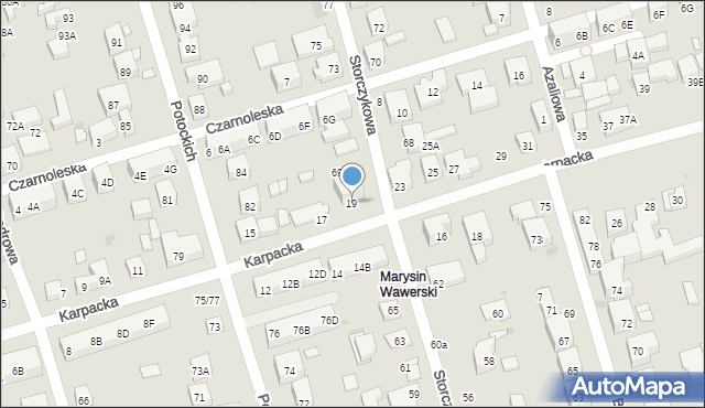 Warszawa, Karpacka, 19, mapa Warszawy
