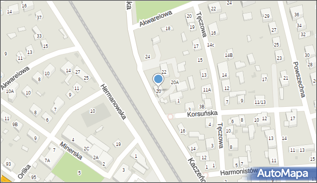 Warszawa, Kaczeńca, 20, mapa Warszawy