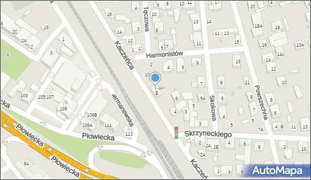 Warszawa, Kaczeńca, 8A, mapa Warszawy