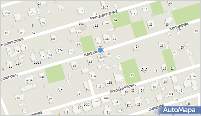 Warszawa, Kartonowa, 20A, mapa Warszawy