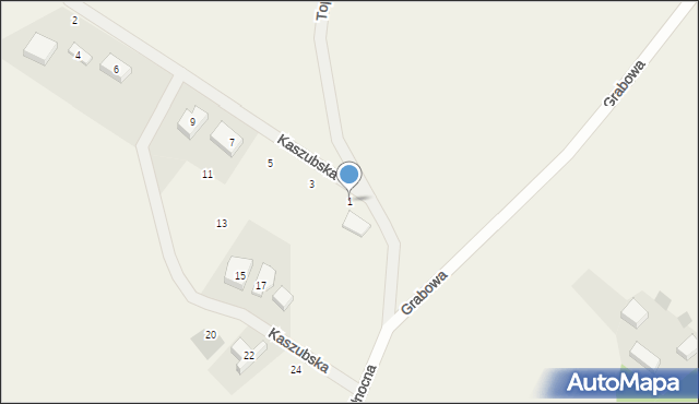 Warzno, Kaszubska, 1, mapa Warzno
