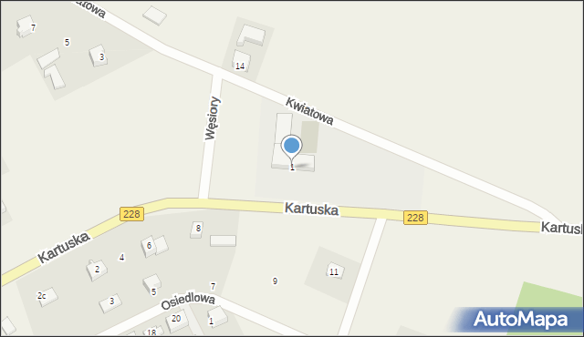 Węsiory, Kartuska, 1, mapa Węsiory