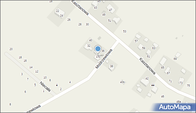 Więckowice, Kasztanowa, 131, mapa Więckowice