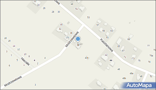 Więckowice, Kasztanowa, 38, mapa Więckowice