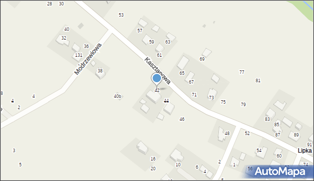 Więckowice, Kasztanowa, 42, mapa Więckowice