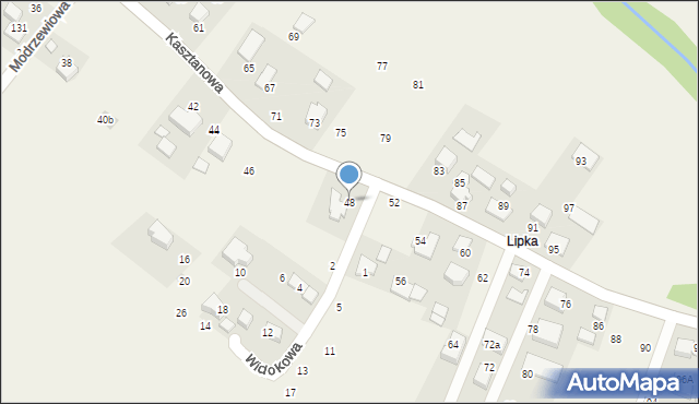 Więckowice, Kasztanowa, 48, mapa Więckowice