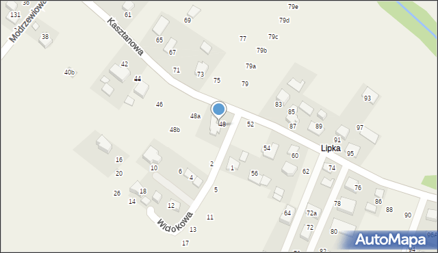 Więckowice, Kasztanowa, 50, mapa Więckowice