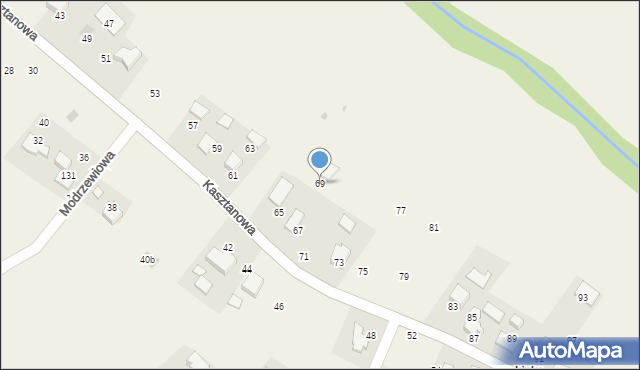 Więckowice, Kasztanowa, 69, mapa Więckowice