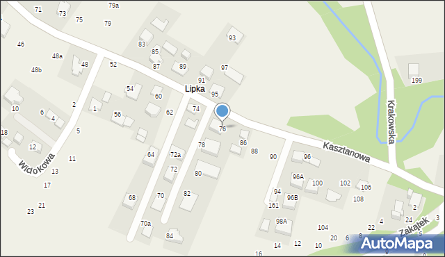 Więckowice, Kasztanowa, 76, mapa Więckowice