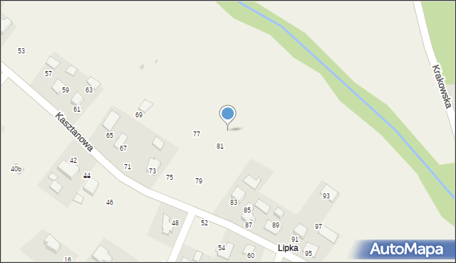 Więckowice, Kasztanowa, 79c, mapa Więckowice