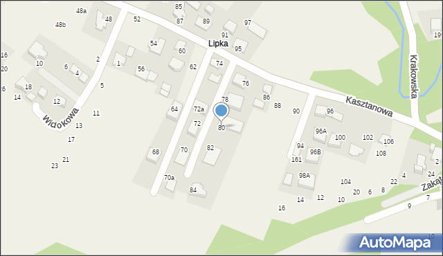 Więckowice, Kasztanowa, 80, mapa Więckowice