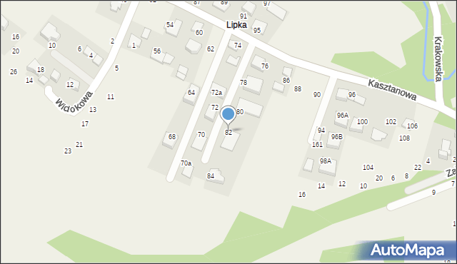 Więckowice, Kasztanowa, 82, mapa Więckowice