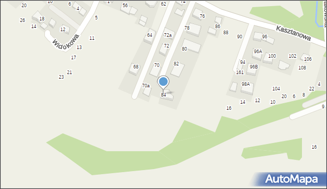 Więckowice, Kasztanowa, 84, mapa Więckowice
