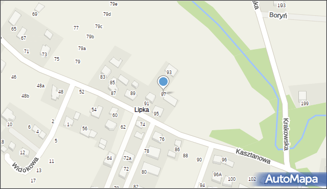 Więckowice, Kasztanowa, 97, mapa Więckowice