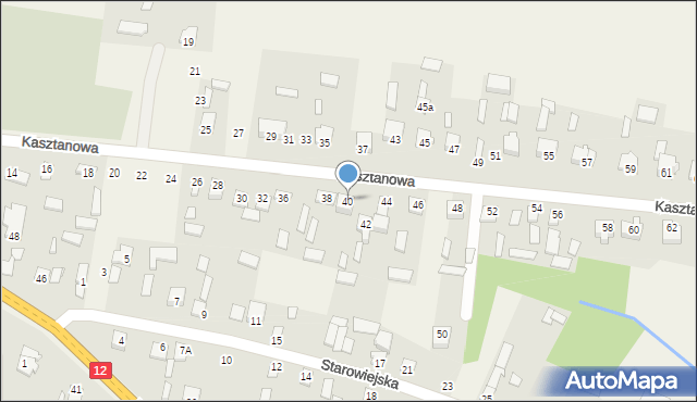 Wieniawa, Kasztanowa, 40, mapa Wieniawa