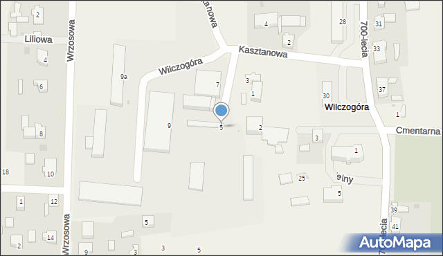 Wilczogóra, Kasztanowa, 5, mapa Wilczogóra