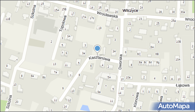 Wilczyce, Kasztanowa, 1, mapa Wilczyce