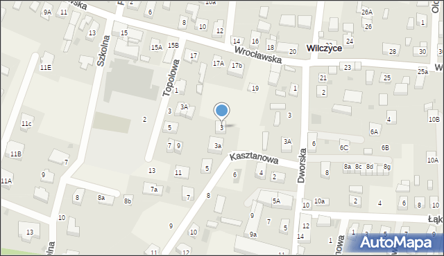 Wilczyce, Kasztanowa, 3, mapa Wilczyce