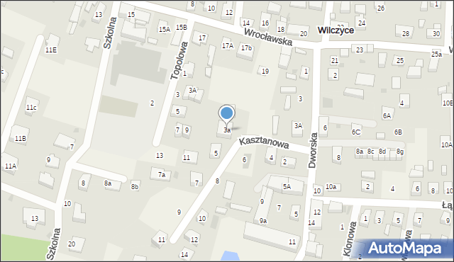 Wilczyce, Kasztanowa, 3a, mapa Wilczyce