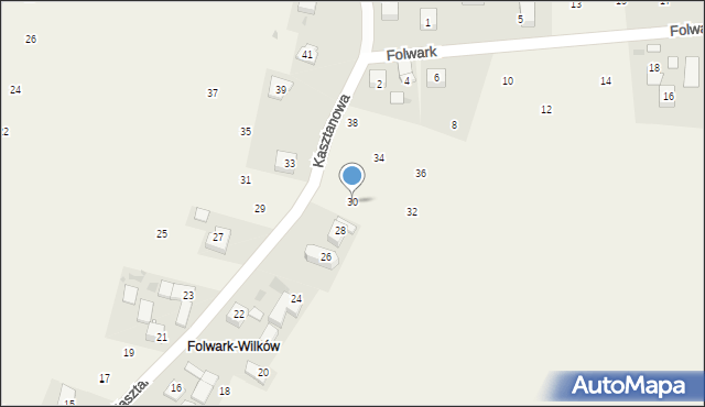 Wilków, Kasztanowa, 30, mapa Wilków