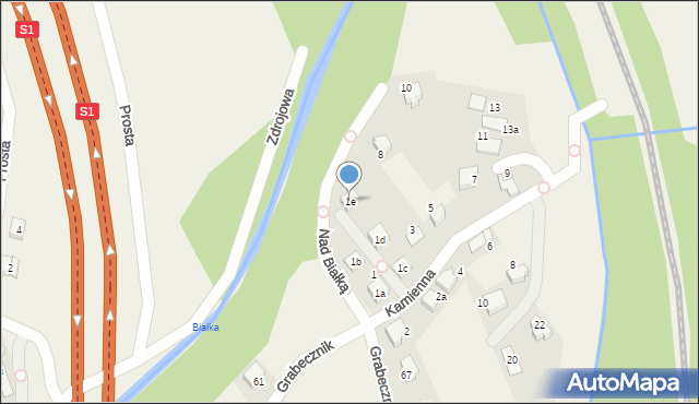 Wilkowice, Kamienna, 1e, mapa Wilkowice