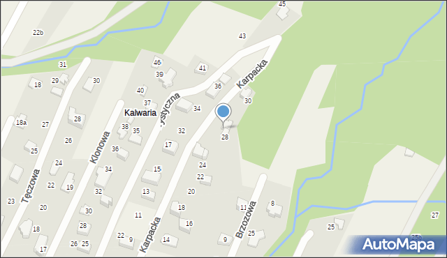 Wilkowice, Karpacka, 28a, mapa Wilkowice