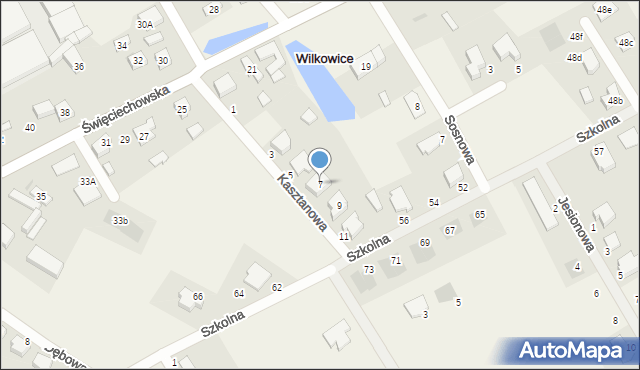 Wilkowice, Kasztanowa, 7, mapa Wilkowice