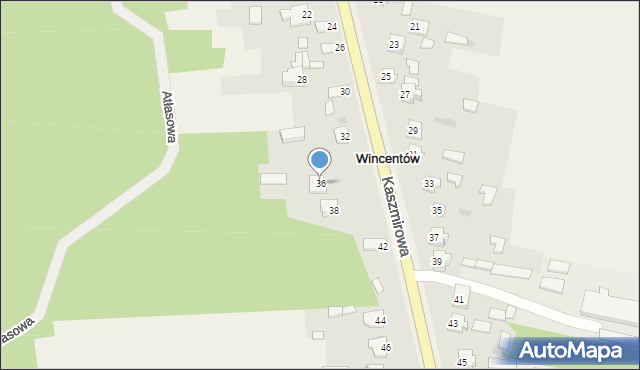 Wincentów, Kaszmirowa, 36, mapa Wincentów