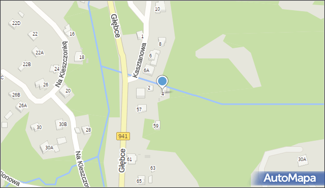 Wisła, Kasztanowa, 4, mapa Wisła